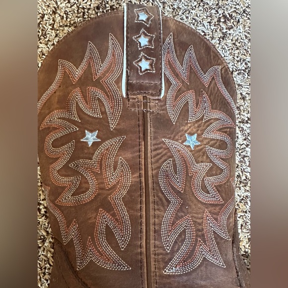 Ariat Women's Square Toe Short Boots Flame Stitch & Stars Leather vintage 9.5B - Picture 10 of 16